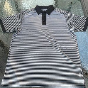 Mens Callaway Opti-dri Golf Shirt Black/White Stripe Size M
